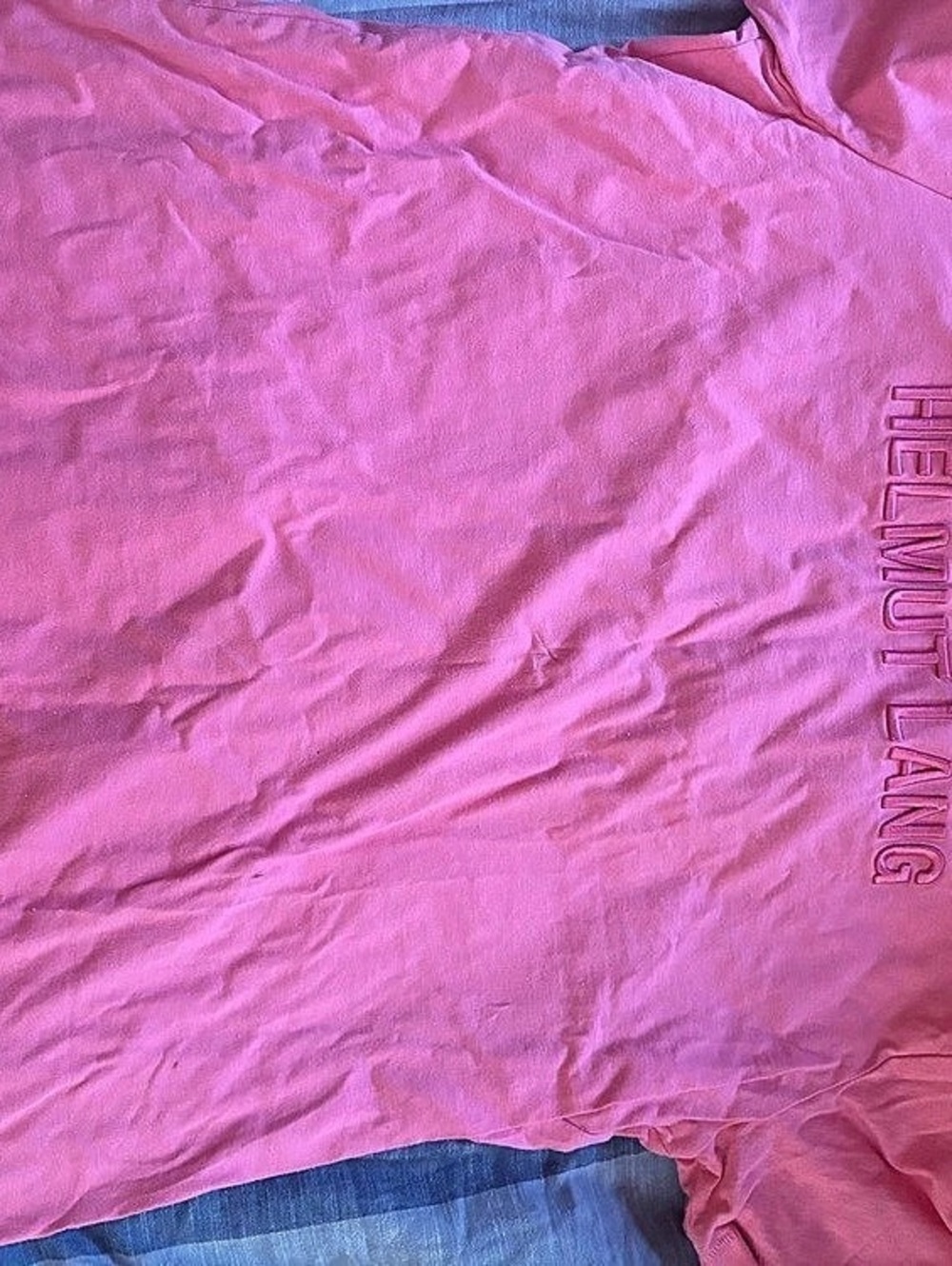 Helmut Lang Embossed Logo T-Shirt Pink XL